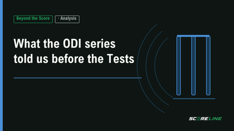 Beyond the Score analysis graphic with the headline What the ODI series told us before the Tests