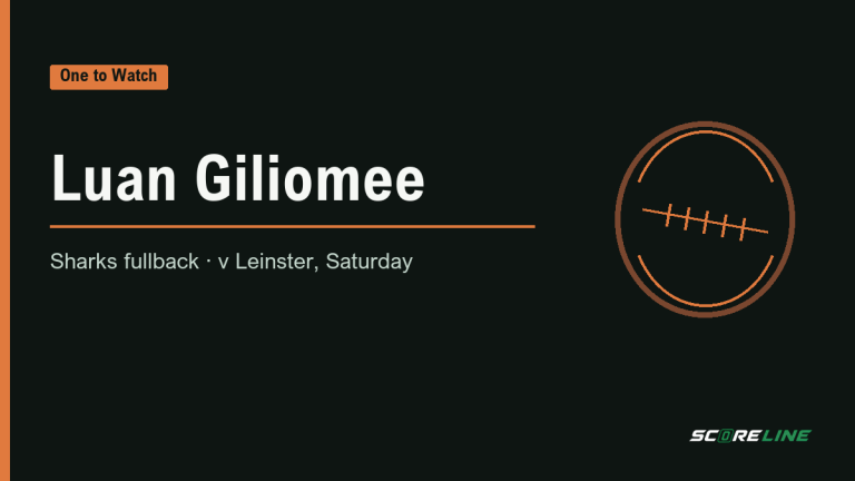 One to Watch graphic: Luan Giliomee, Sharks fullback, v Leinster, Saturday