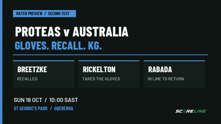 Gloves, a recall and KG: what the Proteas’ changes say before Gqeberha South Africa v Australia second Test preview graphic: Breetzke recalled, Rickelton takes the gloves, and Rabada is in line to return. First ball Sunday at 10:00 SAST in Gqeberha.